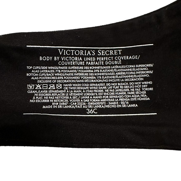 Victoria's Secret Bra Lightly Lined Lace-Cup Demi Bra, Black, 36C - Picture 6 of 9